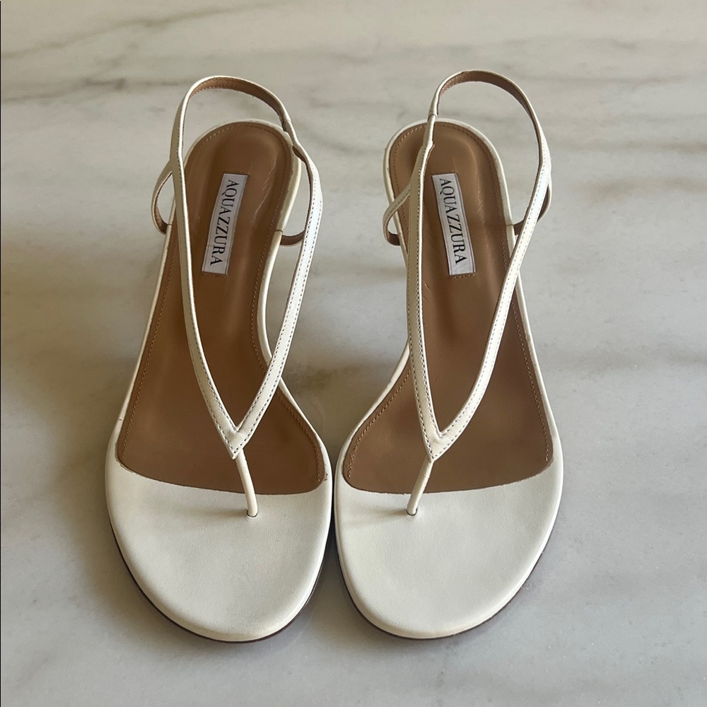 AQUAZZURA Divina 60 white leather slingback sandals with Box and dust bag